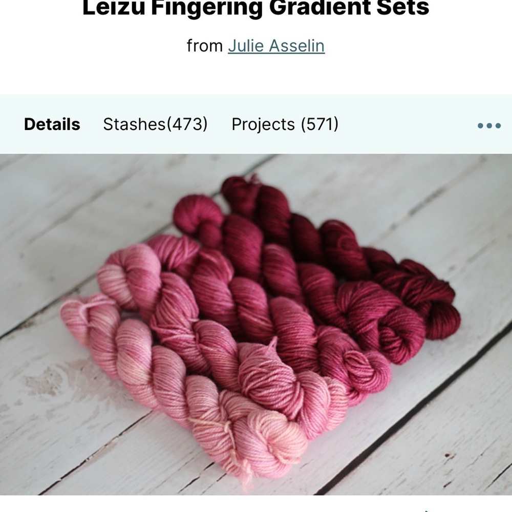 Julie Asselin Leizu Fingering pink varient set.  Color Vendanges
